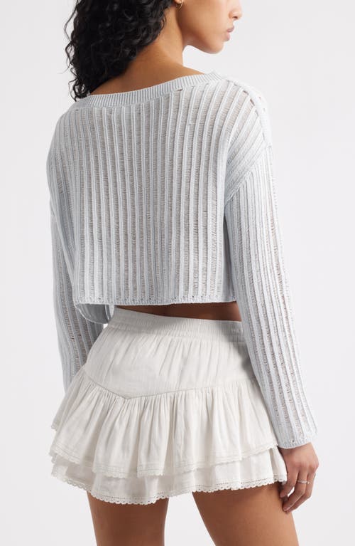 Shop Bp. Open Stitch Crop Sweater In Blue Illusion