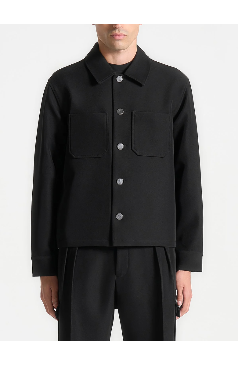 Manière De Voir Benoit Twill Pocket Cropped Shirt, Alternate, color, Black