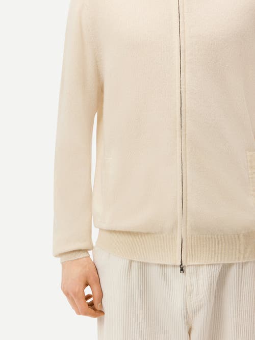 Gobi Mongolian Cashmere Full Zip Stand Collar Cardigan In Neutral