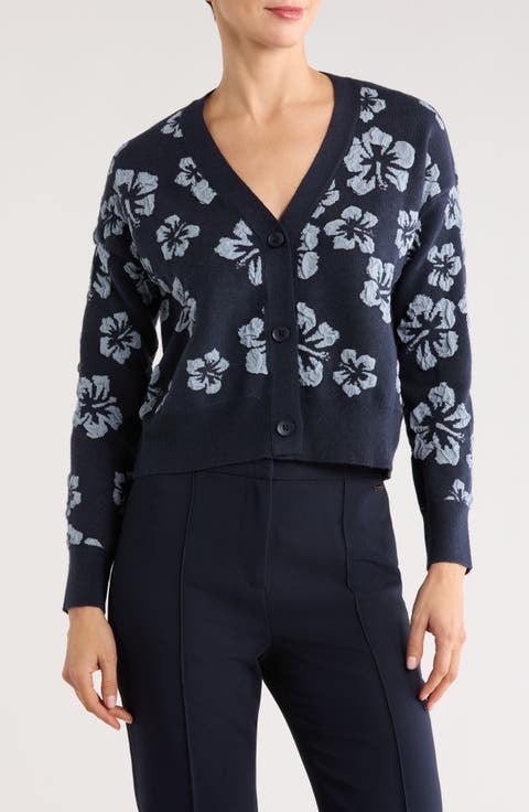 Textured Floral V-Neck Cardigan