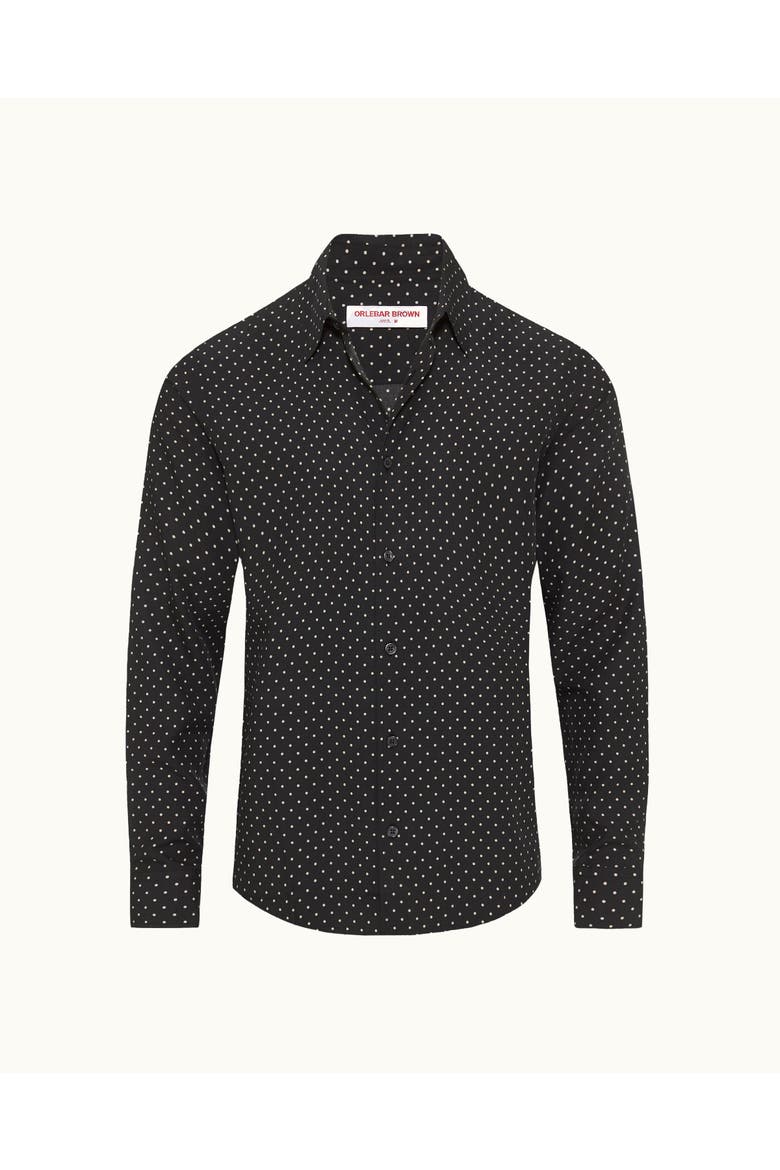Giles Polka Dot Tailored-Fit Shirt, Alternate, color, Black