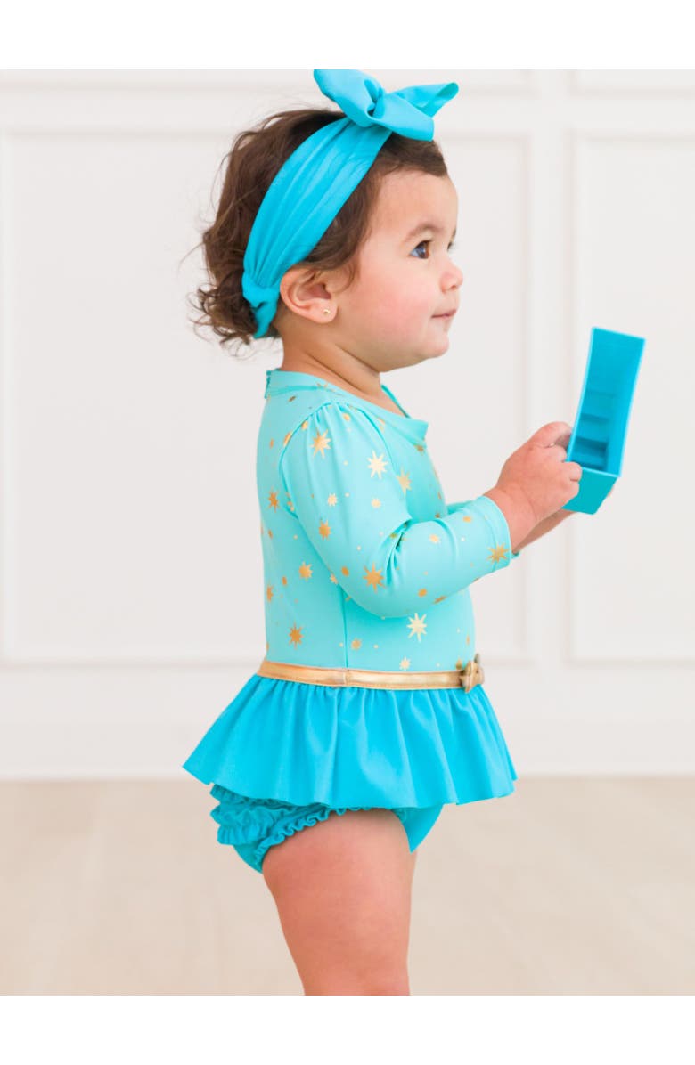 RuffleButts Baby Girls UPF50+ Princess Long Sleeve Bow Skirted One Piece Swimsuit, Alternate, color,
