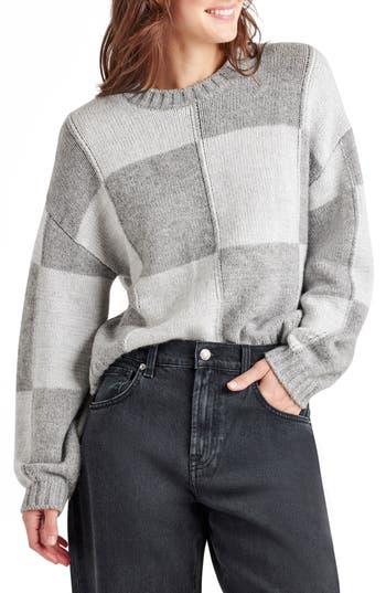 Splendid Kit Colorblock Wool-blend Sweater In Ice Heather Grey/heather Fog