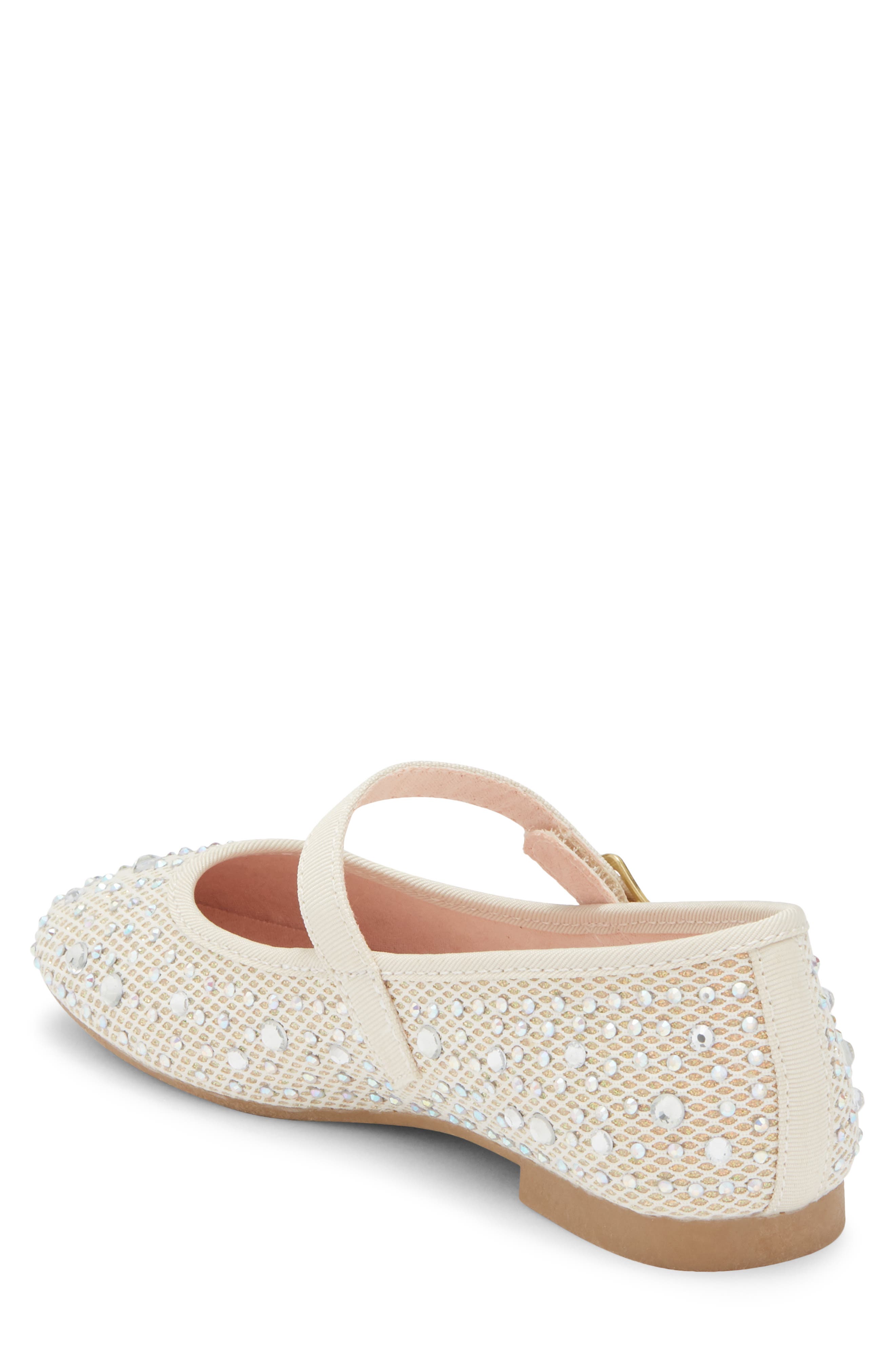 Kids' Rhinestone Mesh Mary Jane Flat, Alternate, color, BEIGE SAND