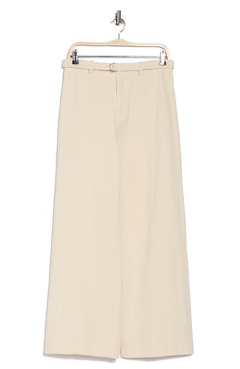 Elodie Relaxed Belted Trousers In Cream