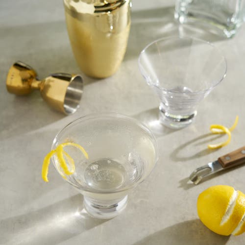 Viski Raye Crystal Heavy Base Martini Glasses Set Of 2 In Clear
