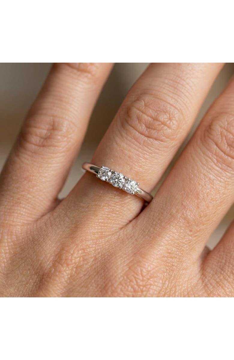 Bliss Diamond Delicate Diamond 3-Stone Minimalist Anniversary Wedding Ring 14k Gold Lab Grown, Alternate, color, 14K Rose Gold