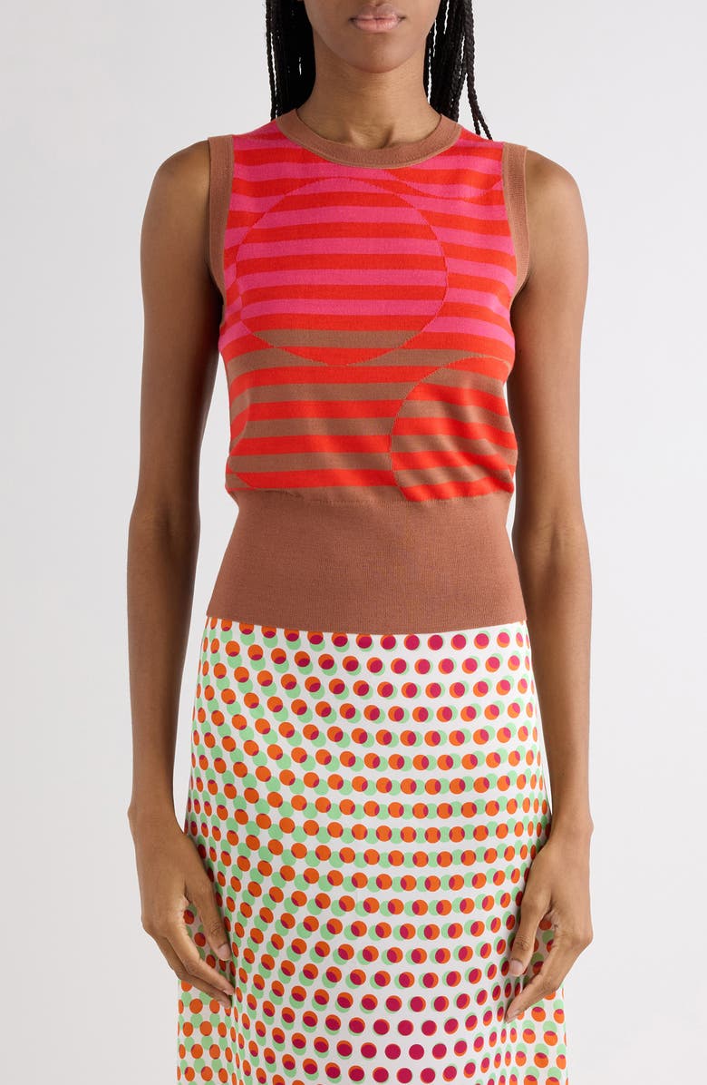 Dries Van Noten Stripe Intarsia Sleeveless Merino Wool Sweater, Main, color, Light Rust