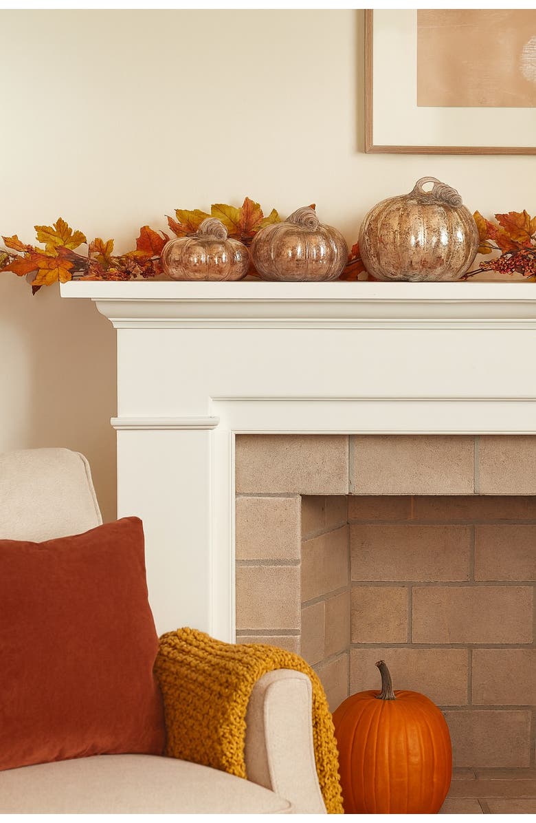 Transpac Glass Pumpkin Set of 3 Brown Harvest Speckle Decorative Figurines, Alternate, color, Brown