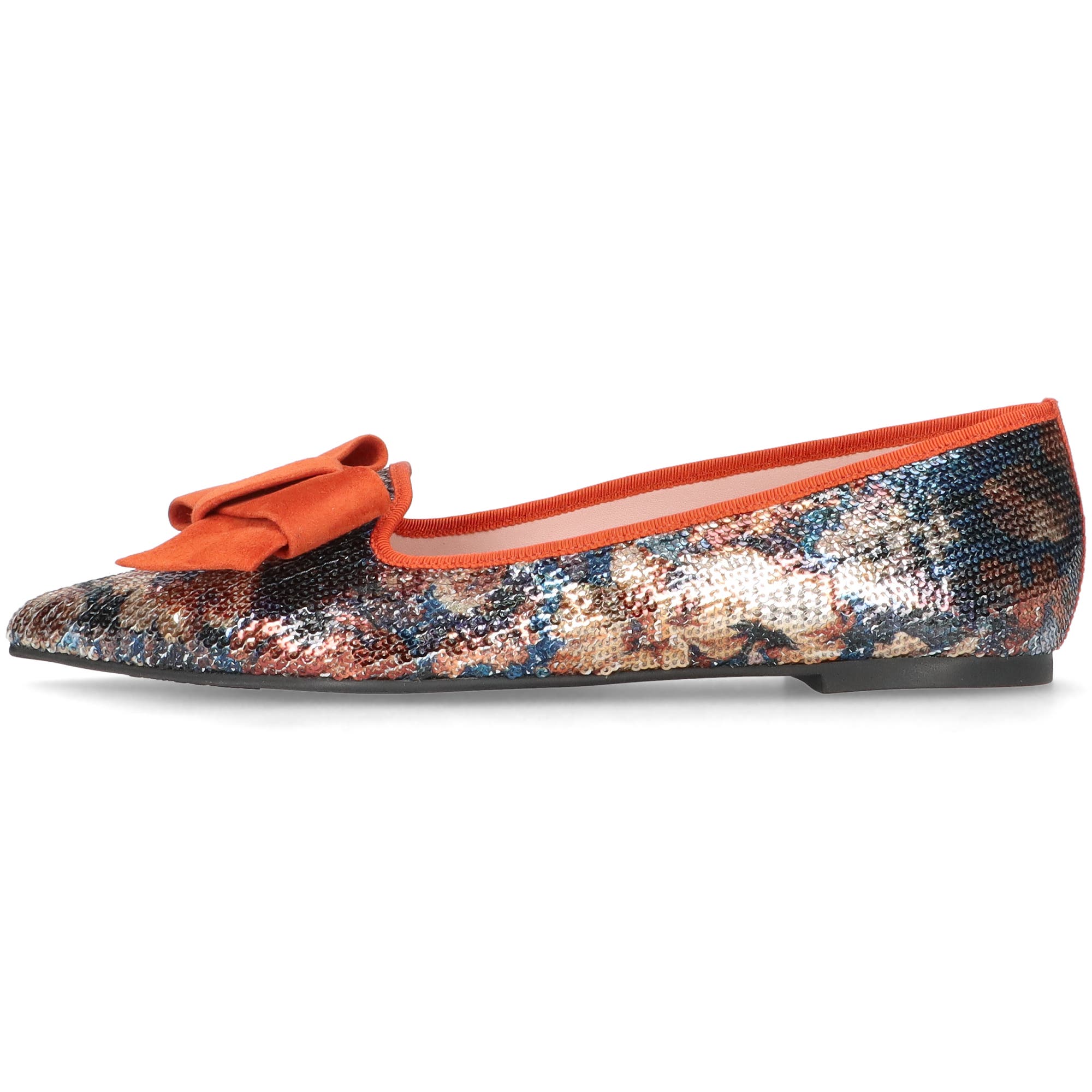 Pretty Ballerinas Pointed Toe Bow Loafer, Main, color, Orange And Blue