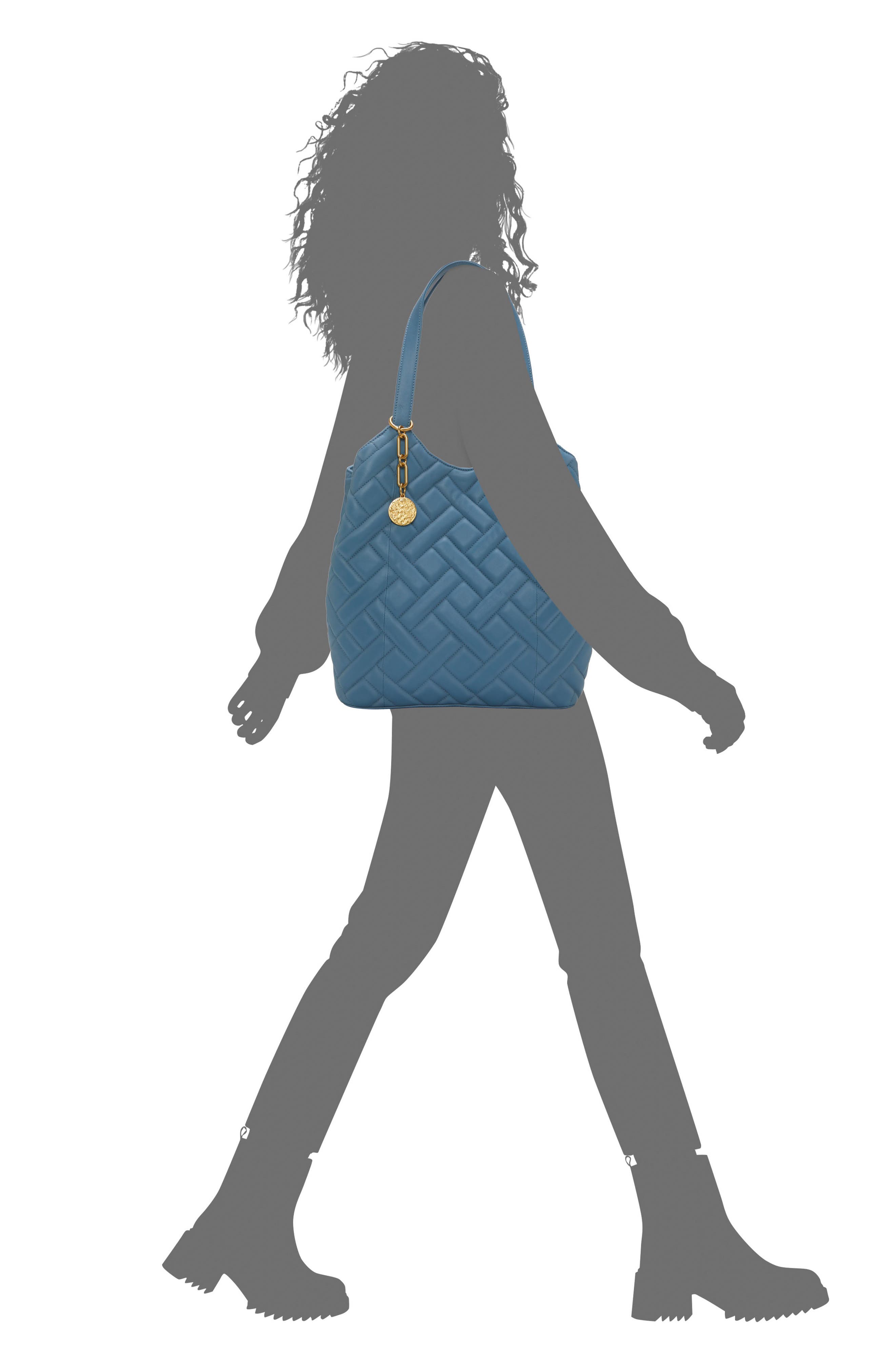 Kisho Quilted Leather Shoulder Bag, Alternate, color, BLUE