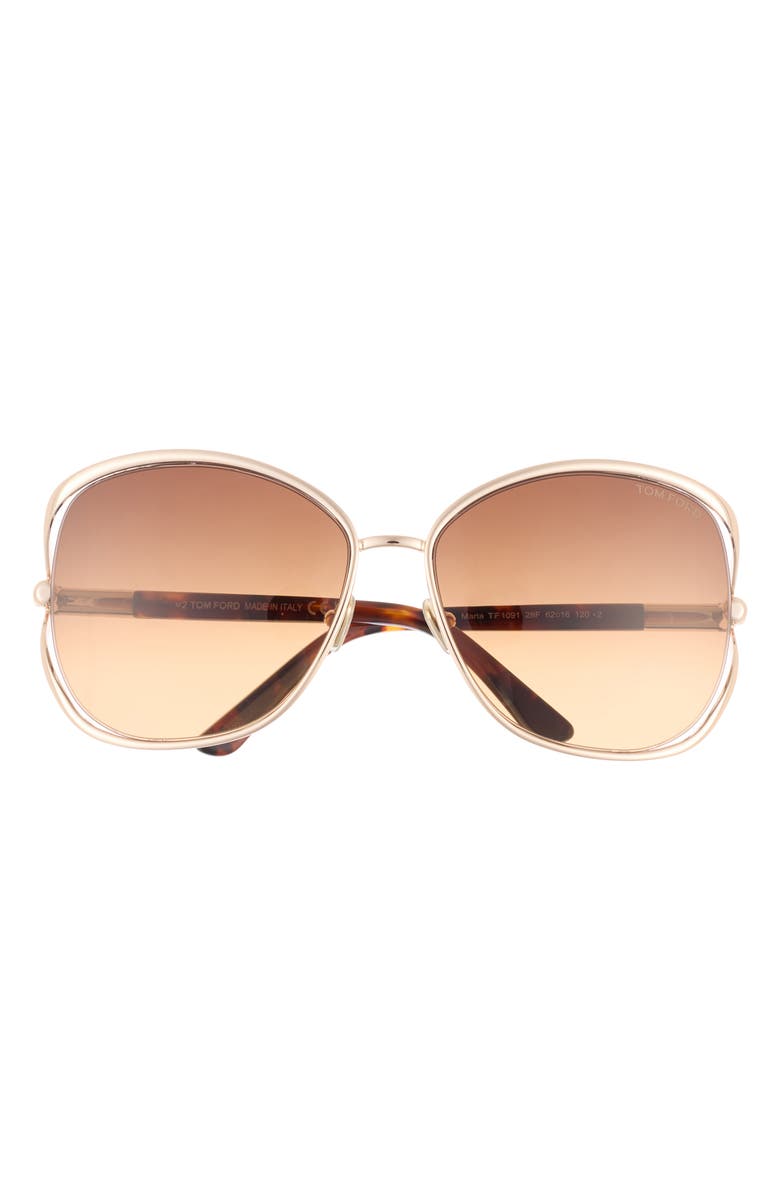 TOM FORD 62mm Round Sunglasses, Main, color, Shiny Rose Gold