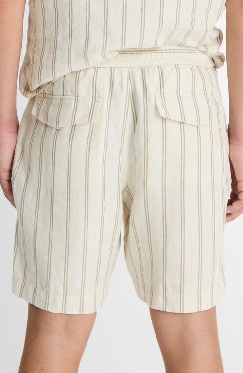Vince Stripe Hemp Beach Shorts In Blanco