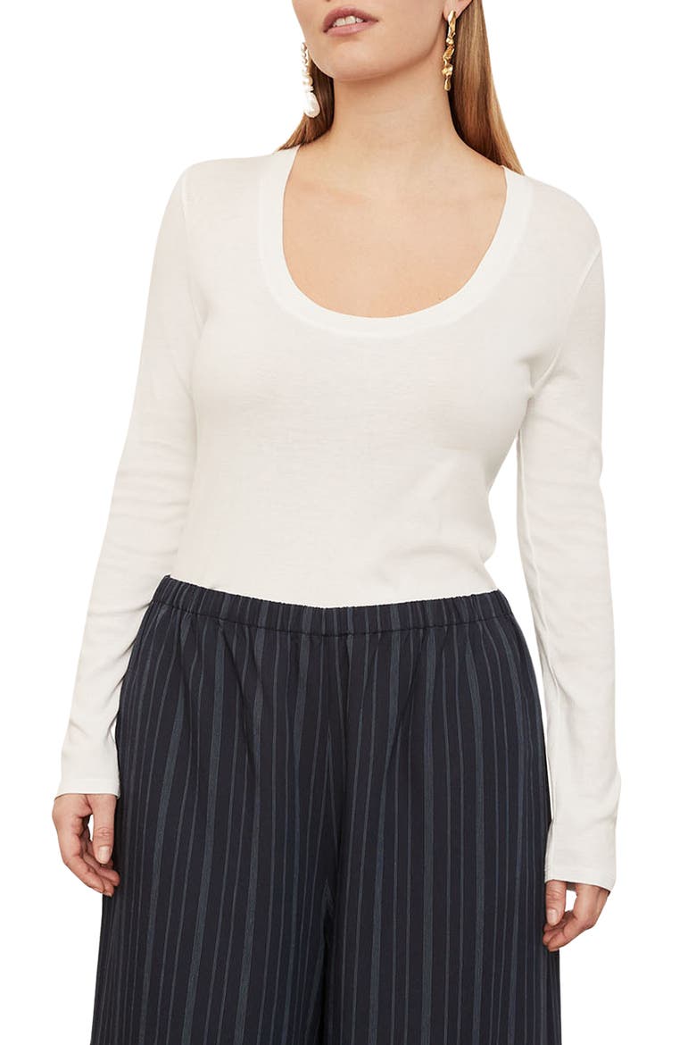 Scoop Neck Pima Cotton Top, Main, color, OFF WHITE