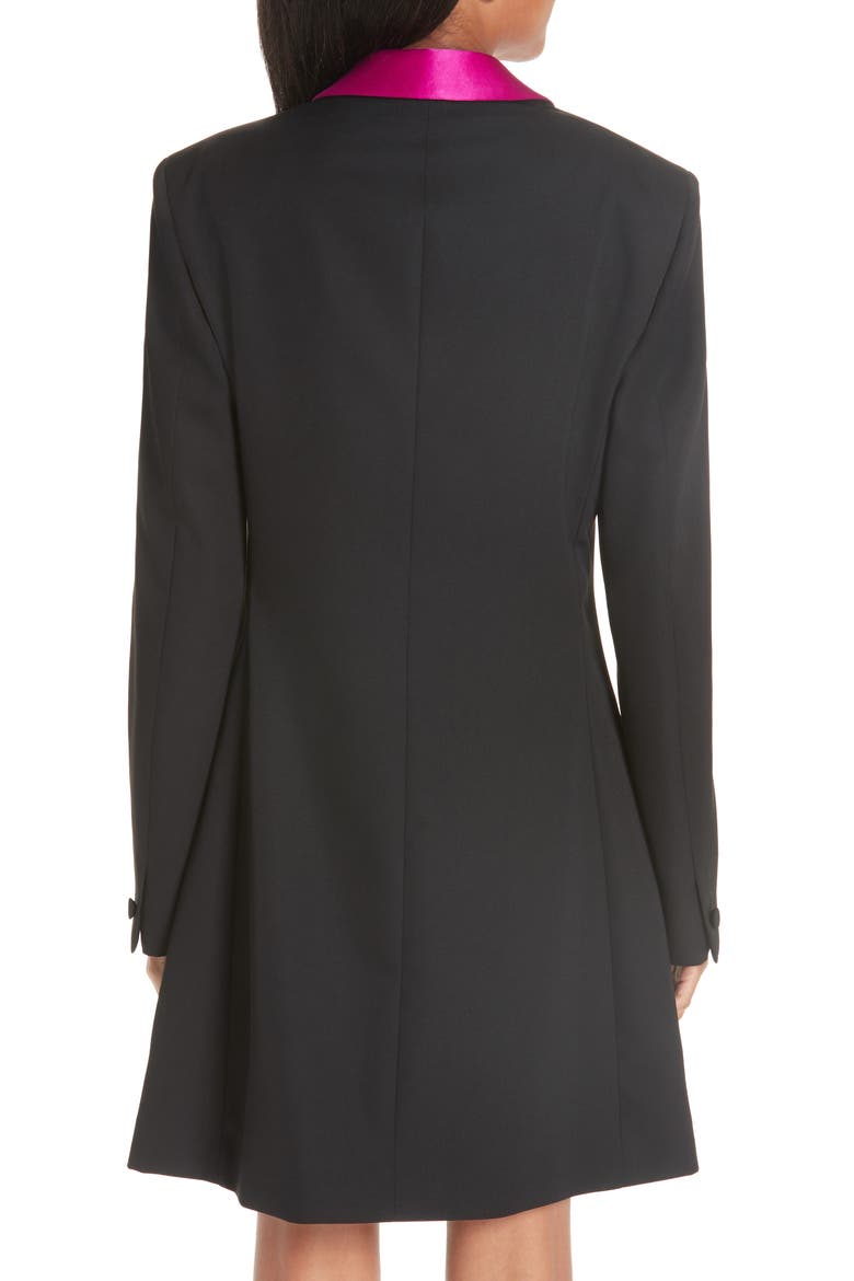 Contrast Lapel Wool Gabardine Jacket, Alternate, color, BLACK DARK ORCHID