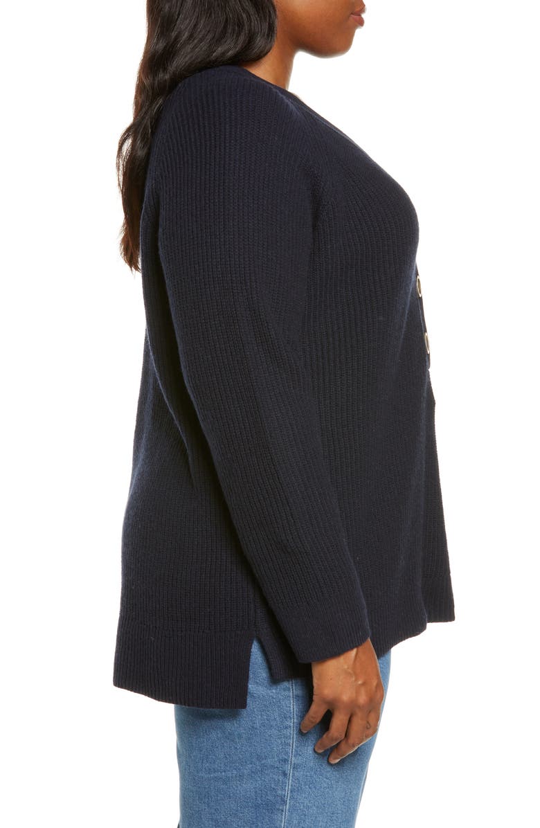 Madewell Jojo Wool Blend Henley Sweater, Alternate, color, Navy