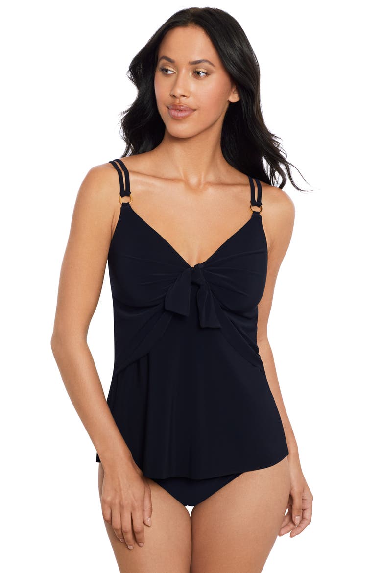 Akikio Obi Tankini Top, Alternate, color, BLACK