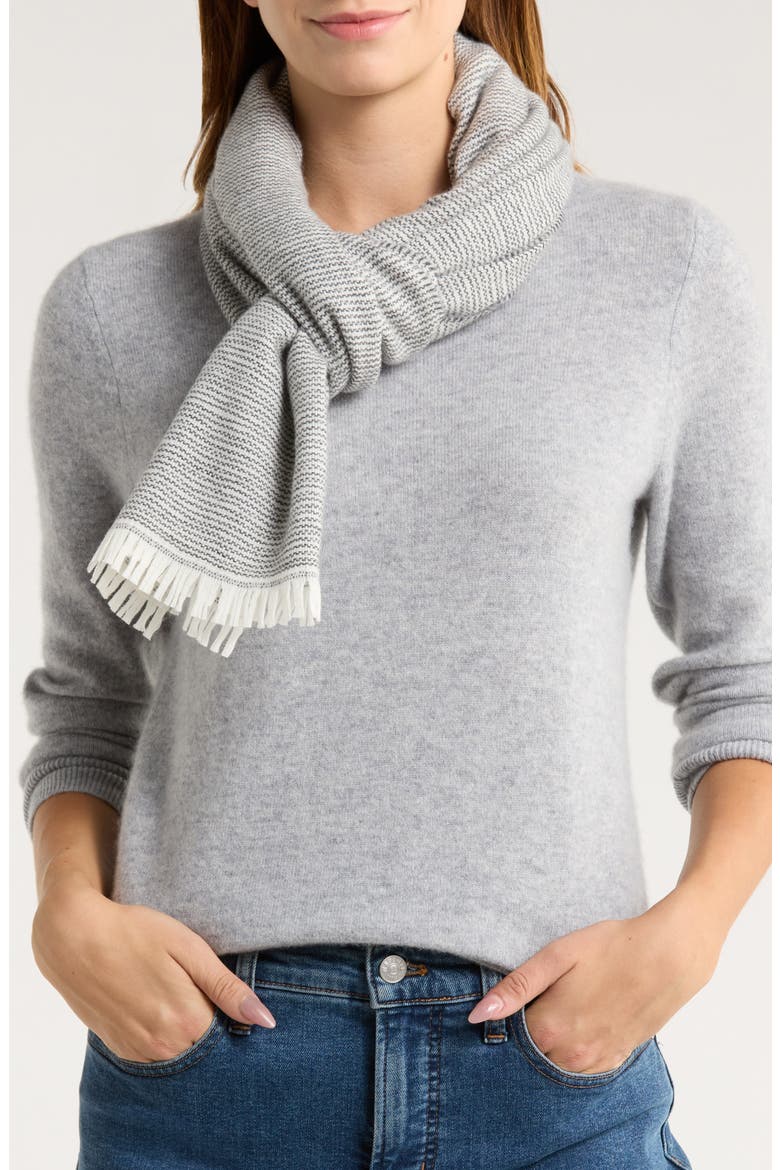 Lightweight Wool & Cashmere Wrap, Main, color, MID GREY - WHITE