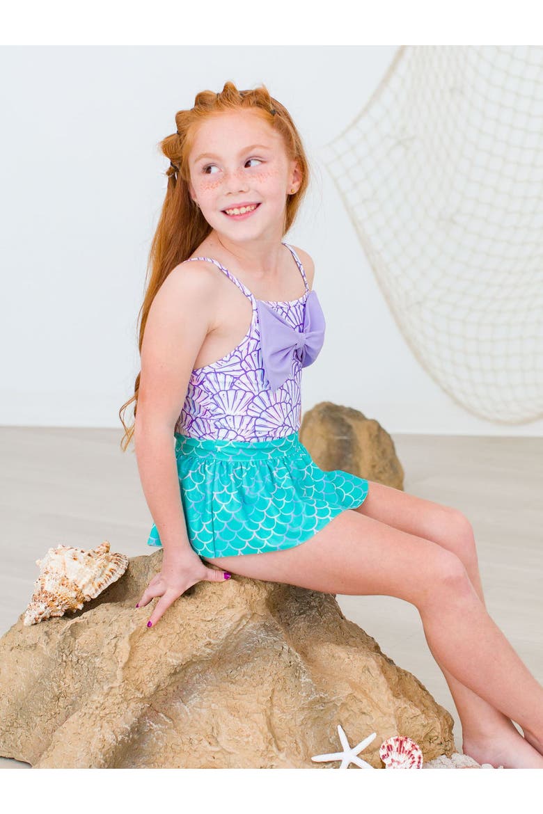 Toddler Girls Upf50+ Big Bow Skirted One Piece, Alternate, color, Magical Mermaid