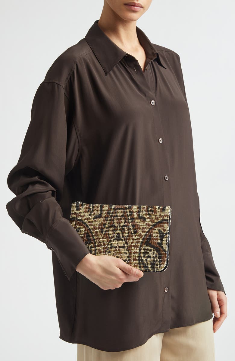 TOTEME Threefold Paisley Clutch, Alternate, color, Rye/ Black