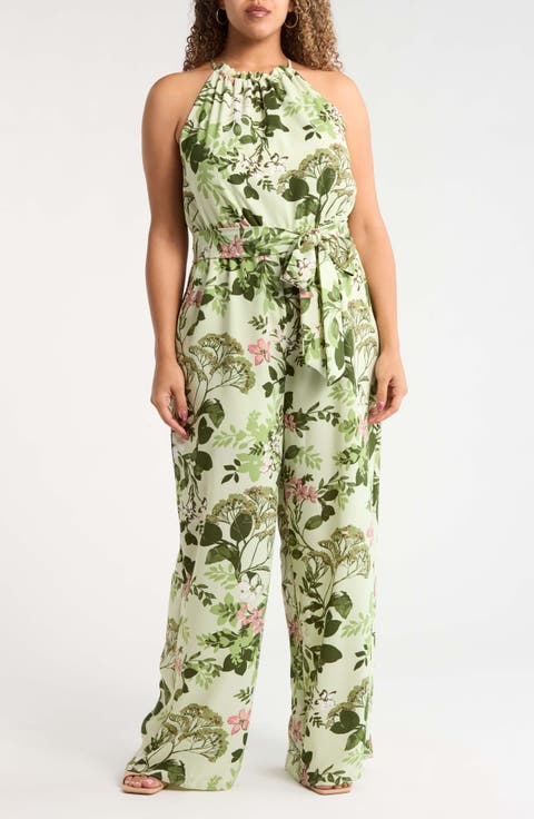 Zane Floral Lighthearted Trapeze Jumpsuit (Plus)