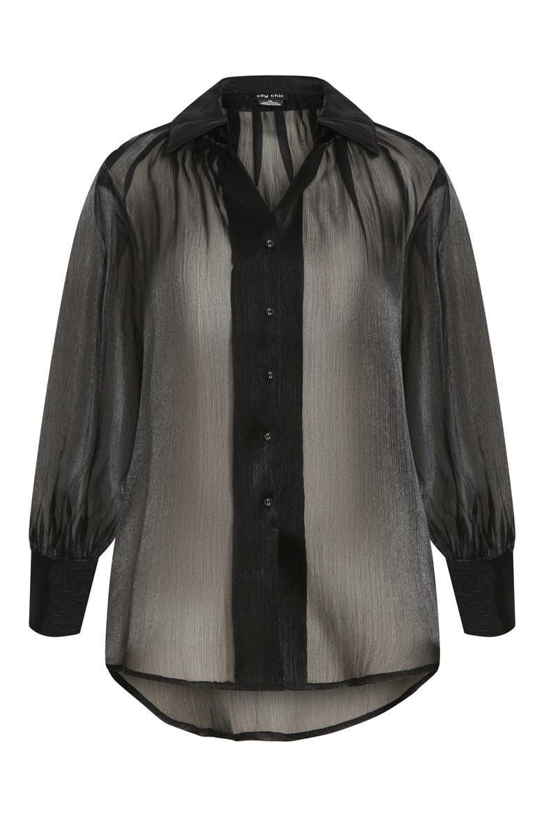 Iliana Sheer Metallic Shirt, Alternate, color, BLACK