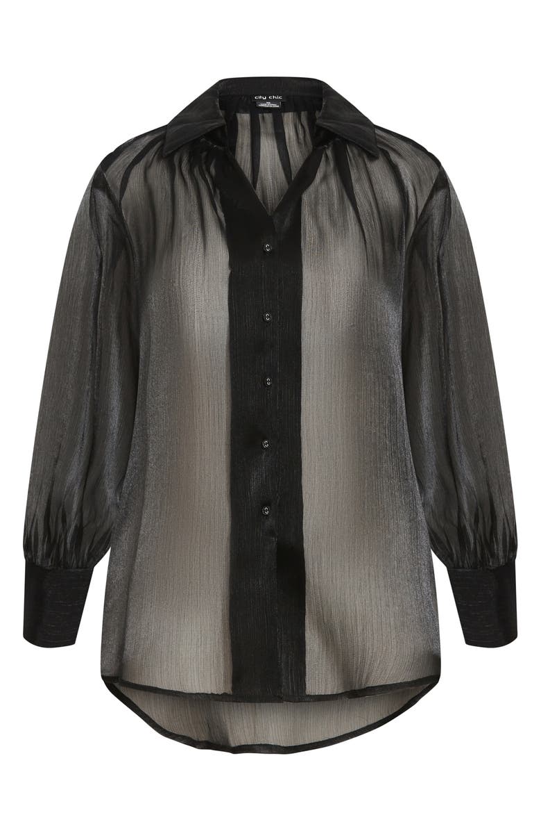City Chic Iliana Sheer Metallic Shirt, Alternate, color, 