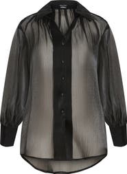 City Chic Iliana Sheer Metallic Shirt