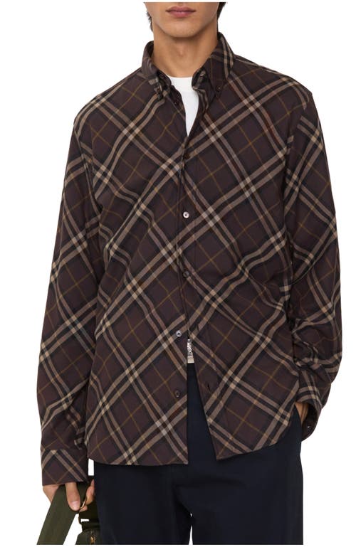 Burberry Relaxed Fit Check Cotton Flannel Shirt In Brown