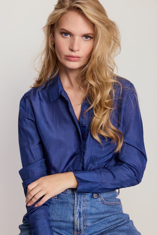 The Shirt By Rochelle Behrens The Silk Shirt In Blue