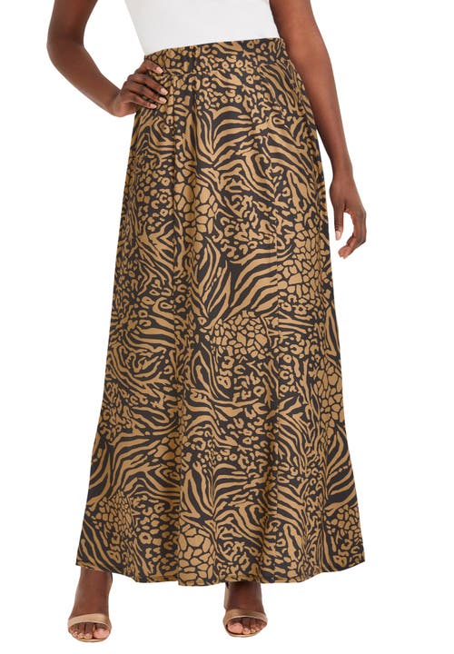 Jessica London Stretch Knit Maxi Skirt In Pattern
