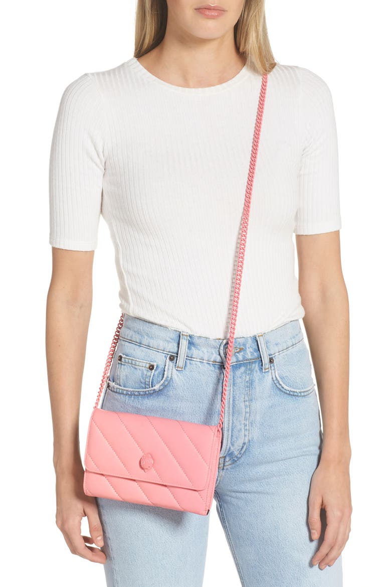 Soho Drench Leather Wallet on a Chain, Alternate, color, PINK