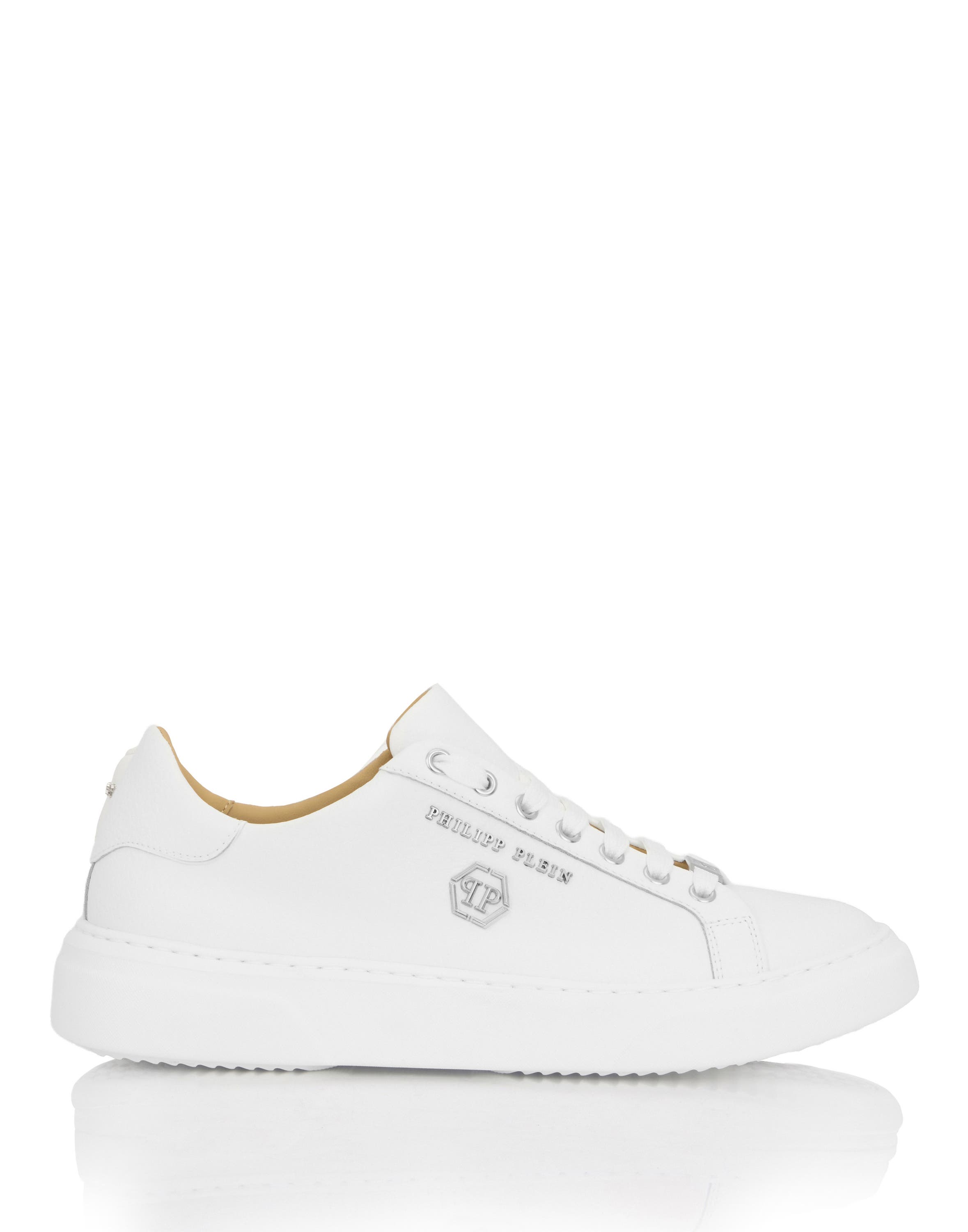 Leather Lo-Top Sneakers Hexagon Unisex, Alternate, color, white