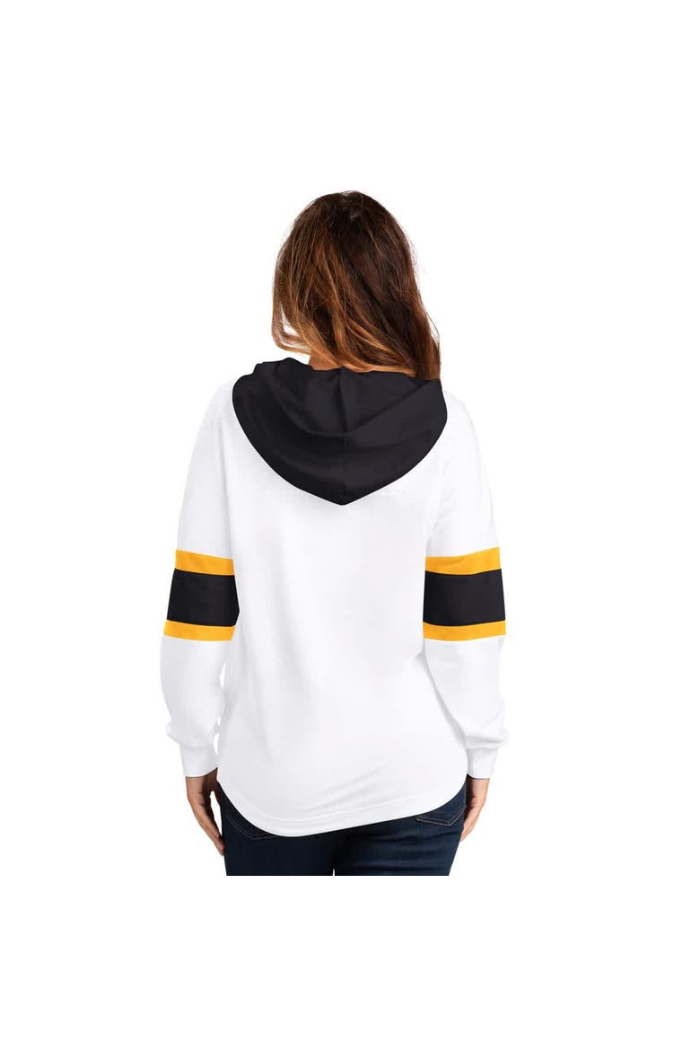 Women's G-III 4Her by Carl Banks  White Boston Bruins Goal Zone Long Sleeve Lace-Up Hoodie T-Shirt, Alternate, color, White