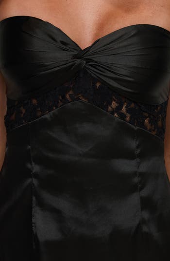 Veritie Lace Strapless Satin Minidress