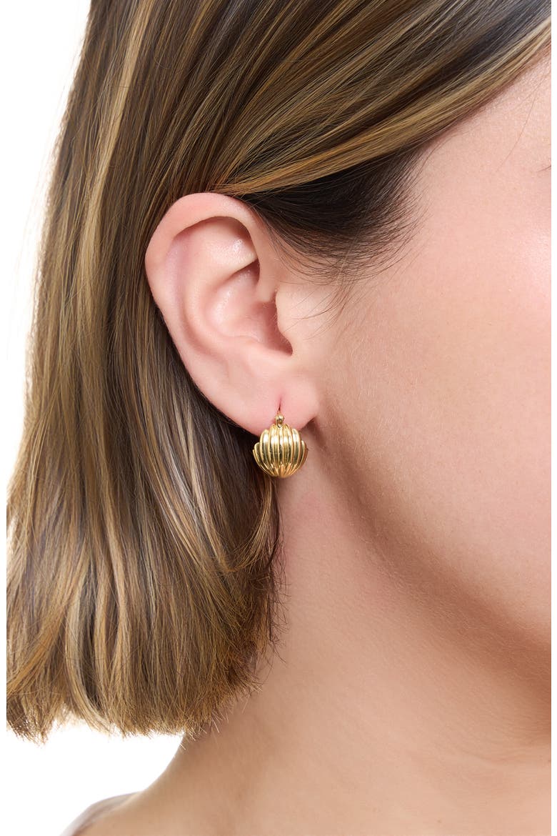 Chunky Huggie Hoop Earrings, Alternate, color, GOLD