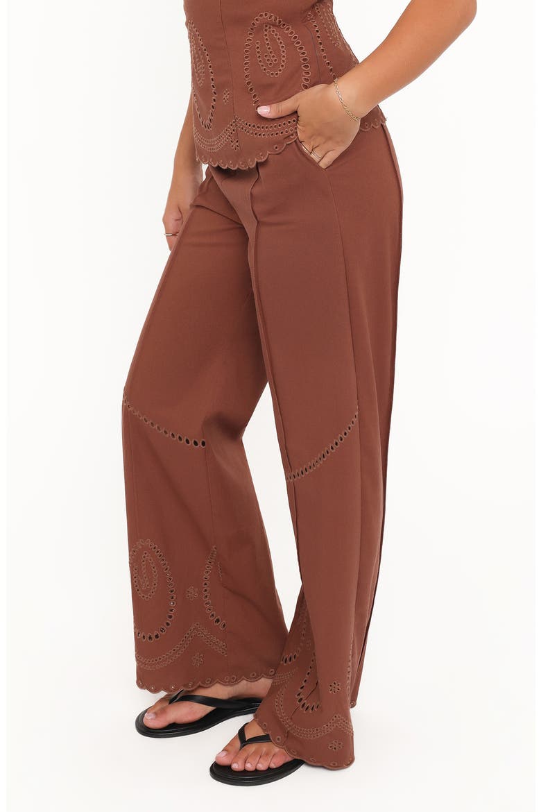 Dalia Eyelet Wide Leg Pants, Alternate, color, BROWN