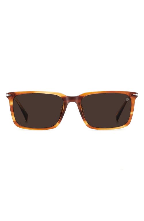 David Beckham Eyewear 58mm Rectangular Sunglasses in Brown Horn/Brown 