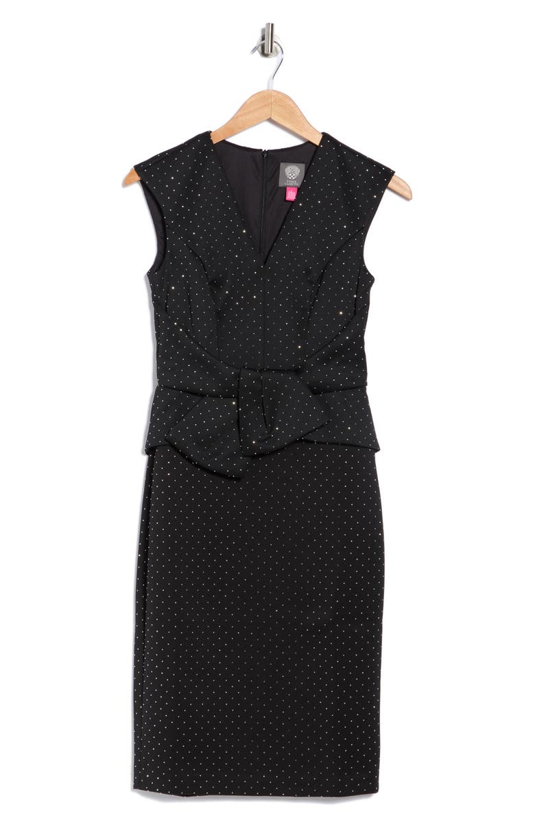 Vince Camuto Sleeveless Bow Peplum Sheath Dress, Alternate, color, Black