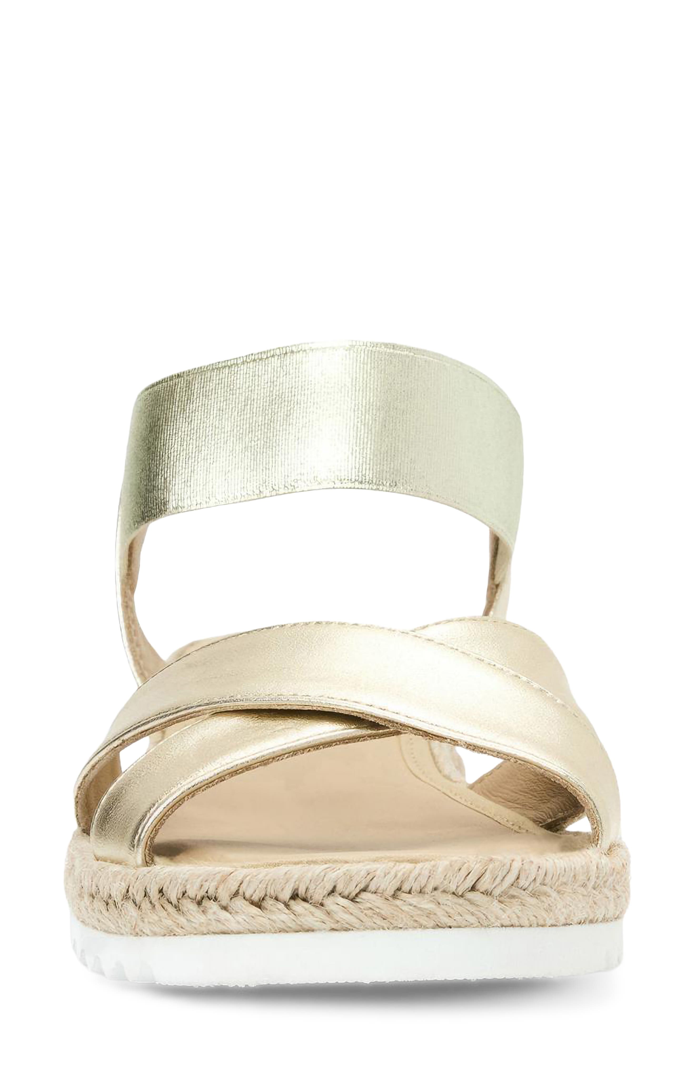 Aquatalia Almeria Weatherproof Slingback Espadrille Platform Wedge Sandal, Alternate, color, Champagne Metallic