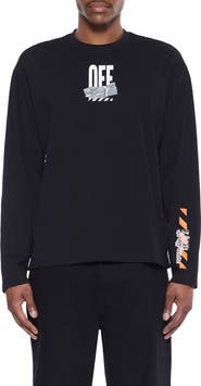 L/AB OFF-WHITE Off Active Tape Appliqué Long Sleeve Graphic T-Shirt