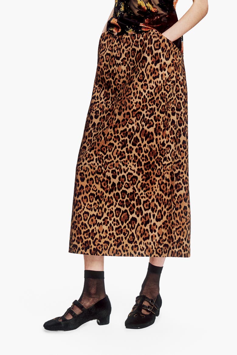 Leopard Denim Skirt, Alternate, color, HONEY MULTI