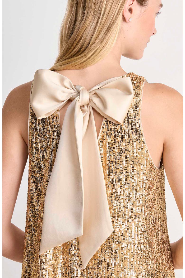 Kiki Sleeveless Sequin Swing Dress, Alternate, color, GOLD