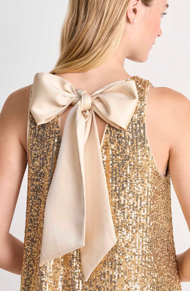 vineyard vines Kiki Sleeveless Sequin Swing Dress, Alternate, color, Gold