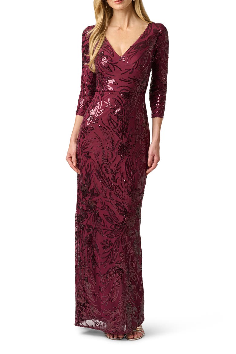 Sequin Gown, Alternate, color, DEEP WINE