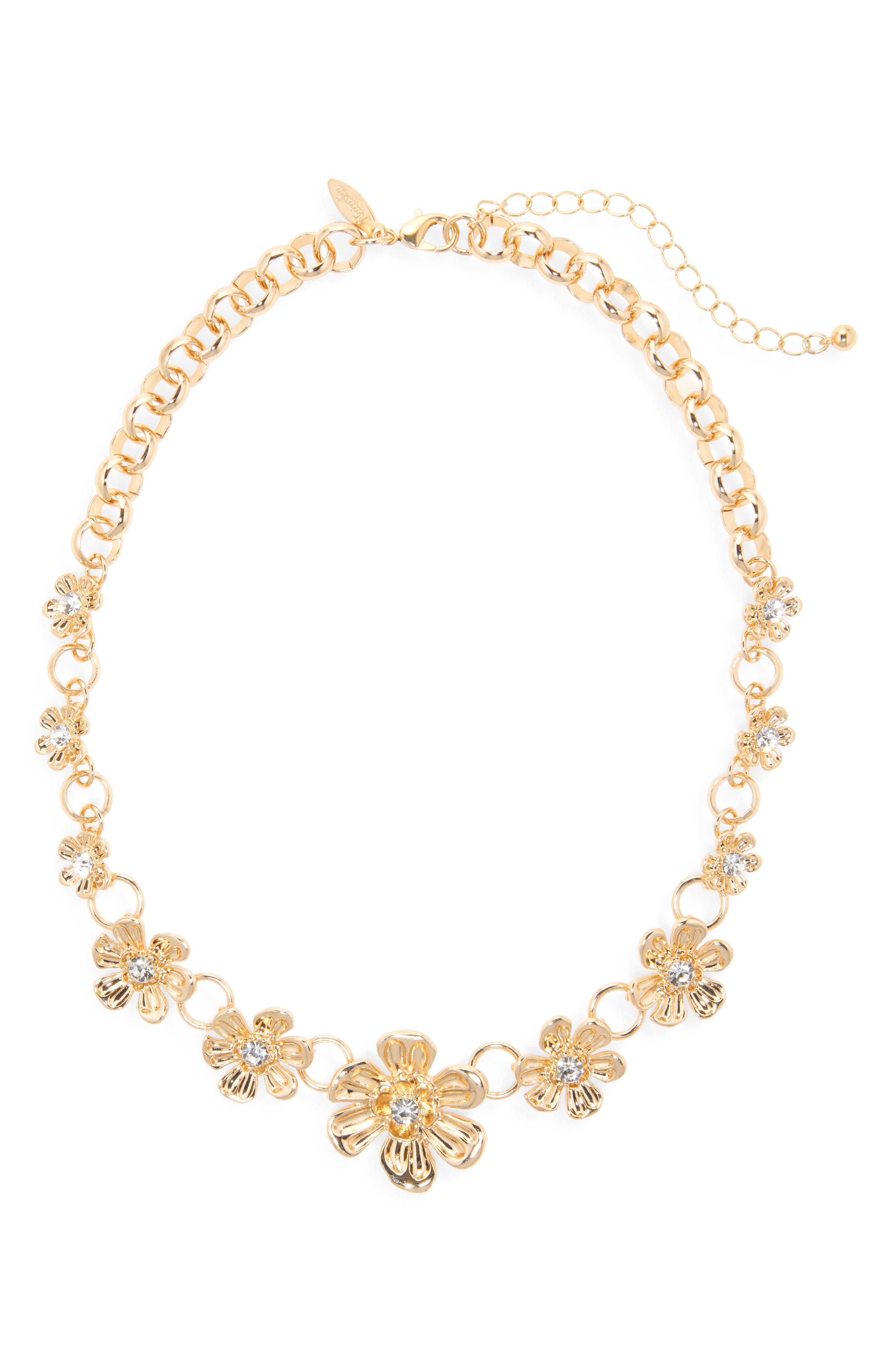 Tasha Crystal Flower Frontal Necklace