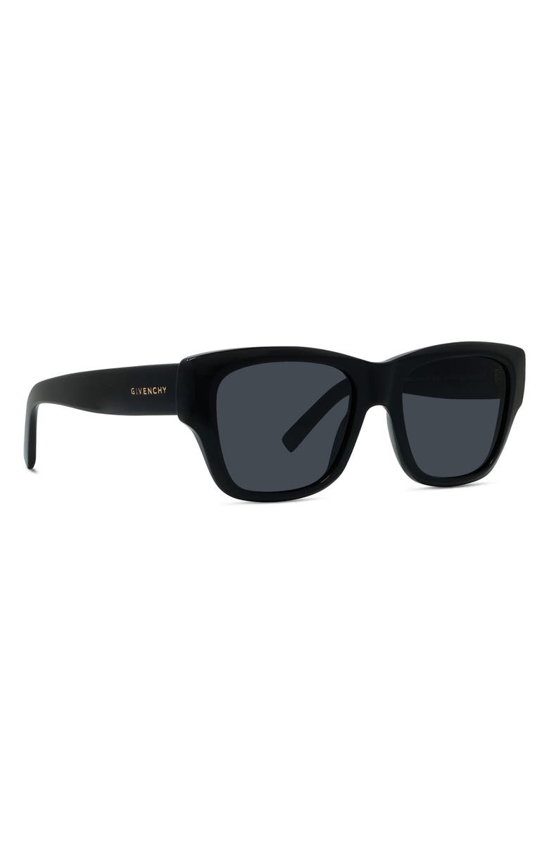Givenchy City 53mm Geometric Sunglasses, Alternate, color, Shiny Black / Smoke