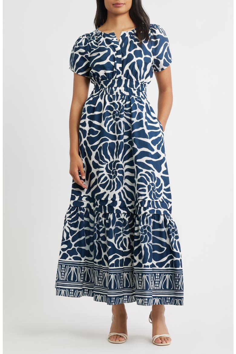 Allover Print A-Line Dress, Main, color, DELFT