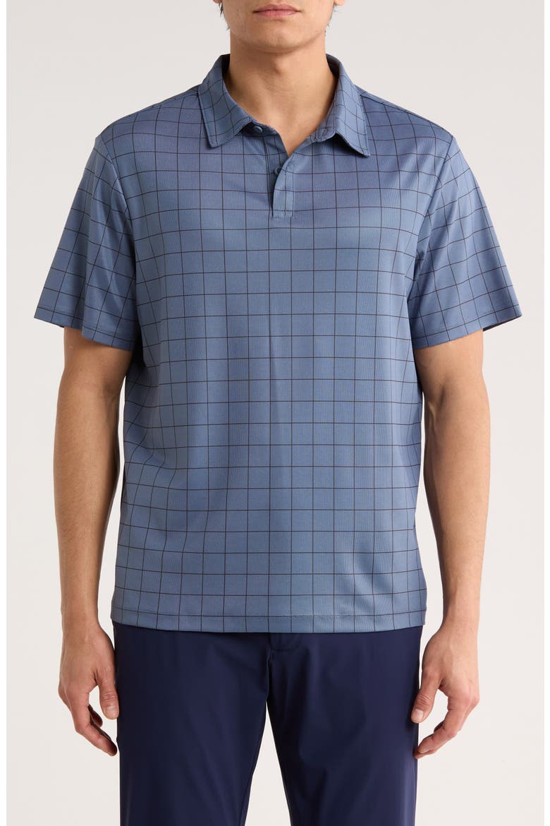 Grid Piqué Performance Golf Polo, Main, color, BLUE VINTAGE CRISP GRID