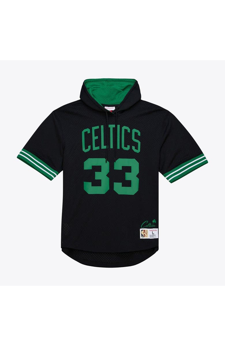 Mitchell & Ness Men's Mitchell & Ness Larry Bird Black Boston Celtics Mesh Name & Number Short Sleeve Hoodie, Main, color, Black